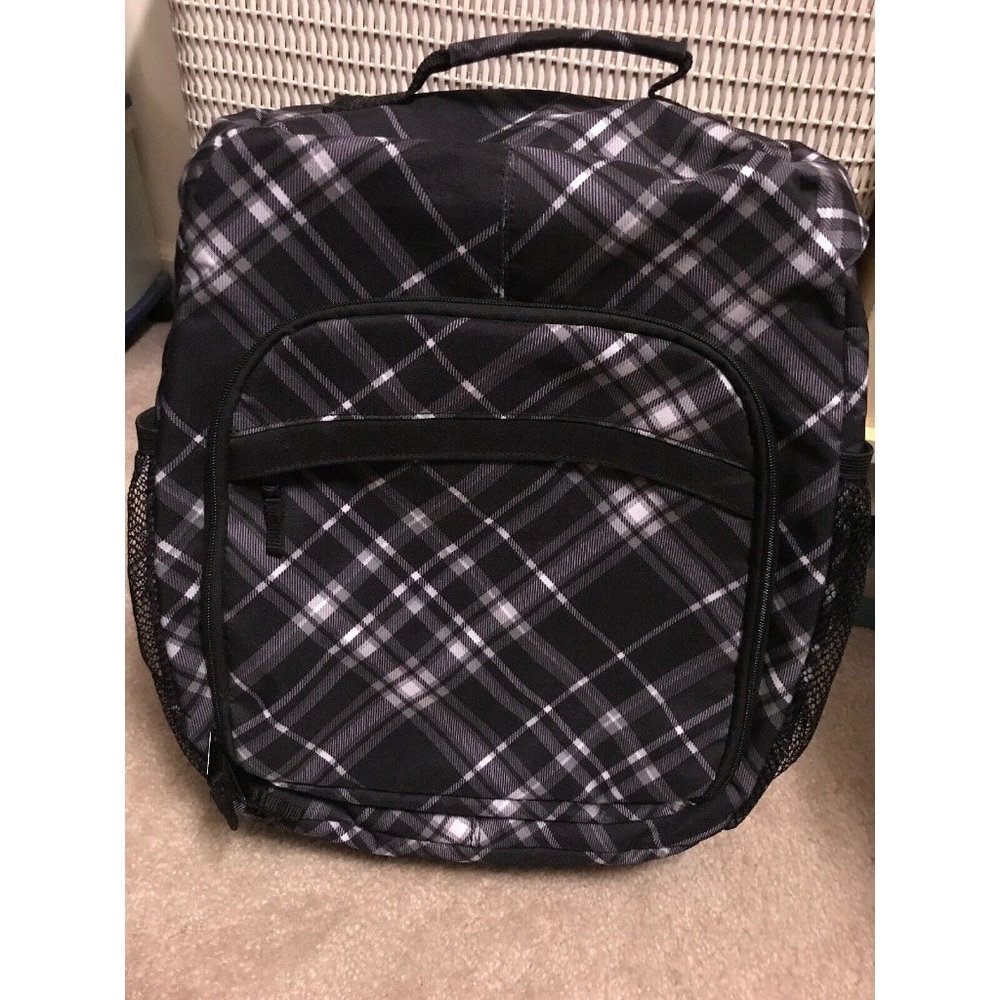 Thirty One sling WOMENS BAG backpack Plaid Black White Pre-owned